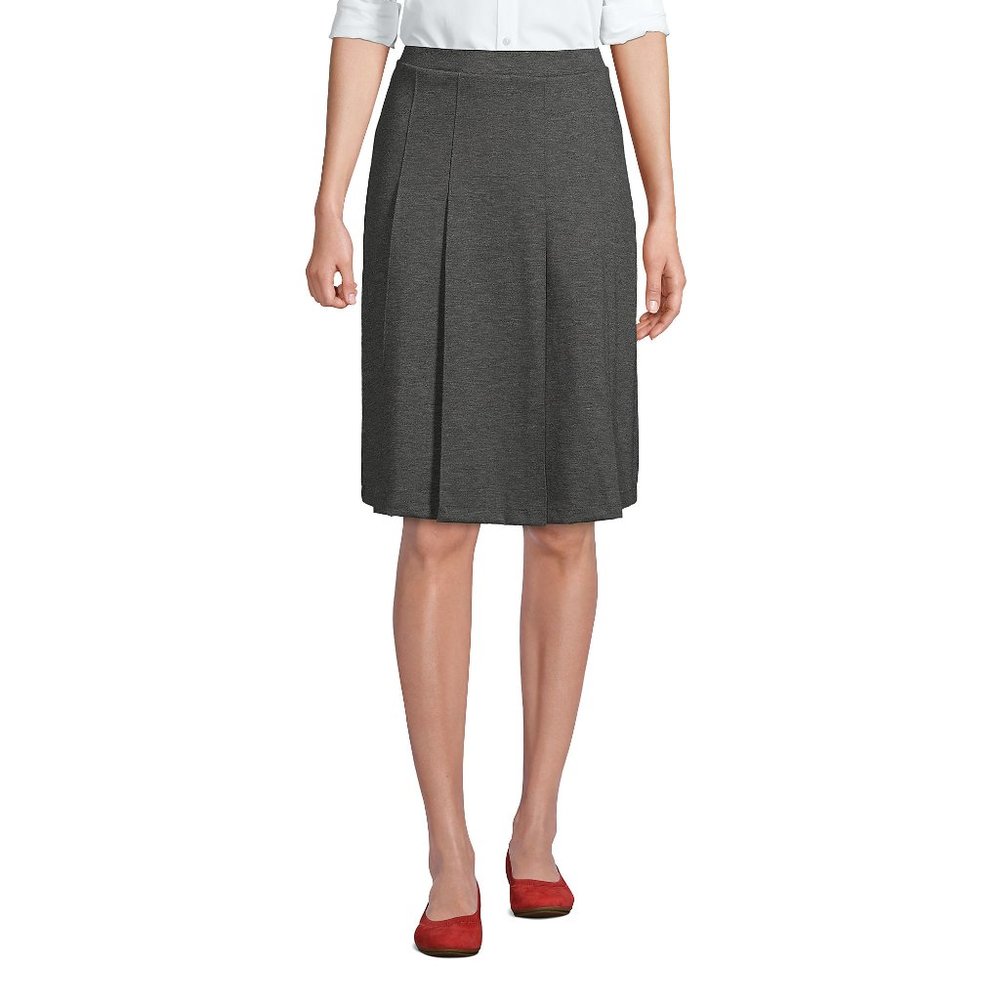 Lands' End Women's Ponte Pleat Skirt at the Knee, NWT